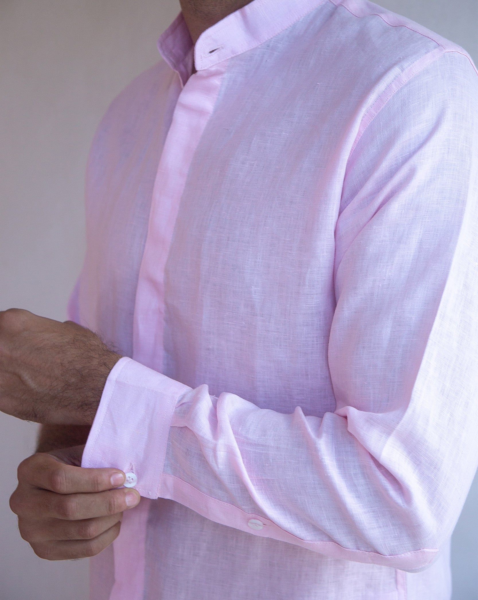 MENORCA Linen Shirt - Pink/Blue/Blue - CRASQI