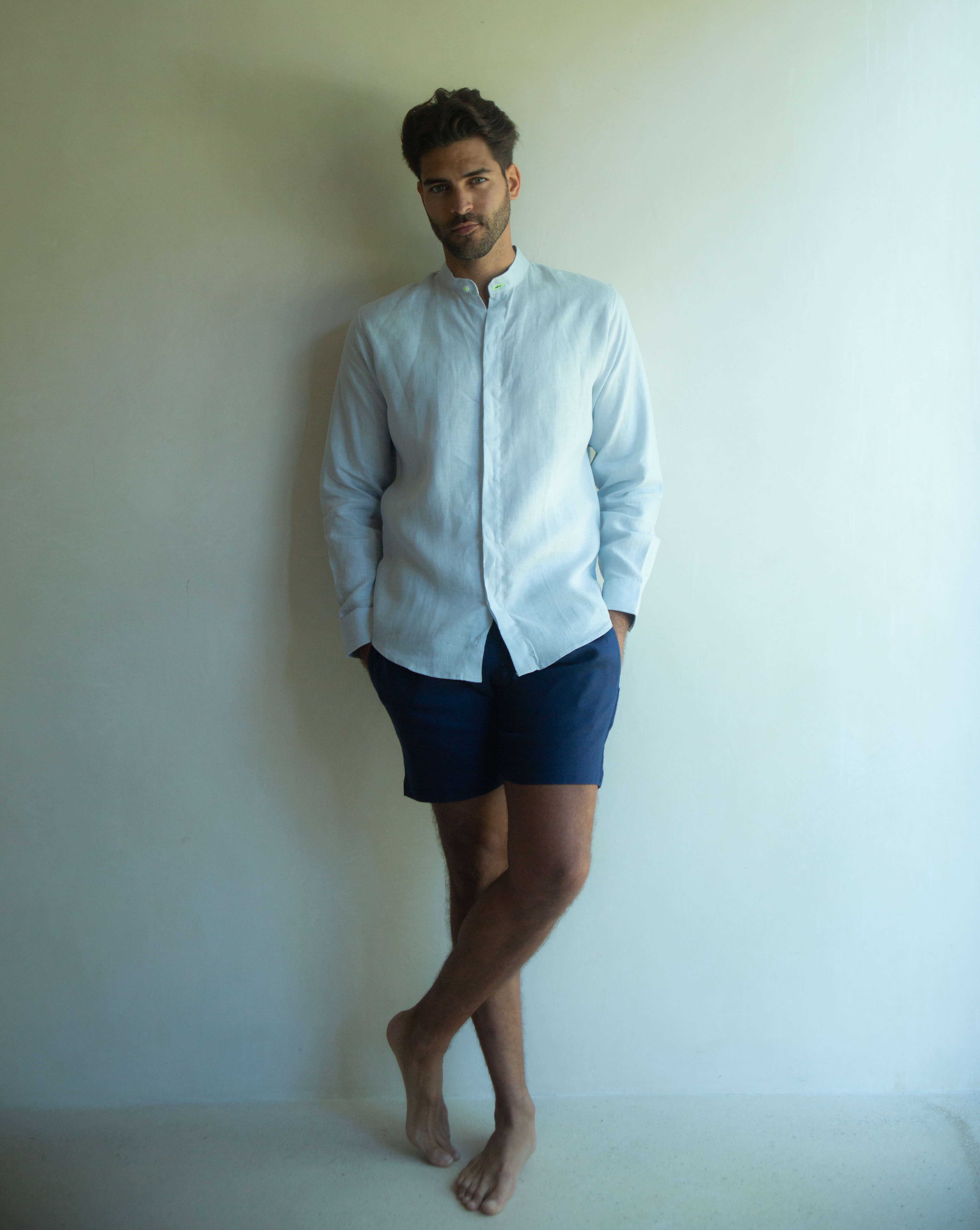 CAPRI Linen Bermudas - Navy Blue - CRASQI