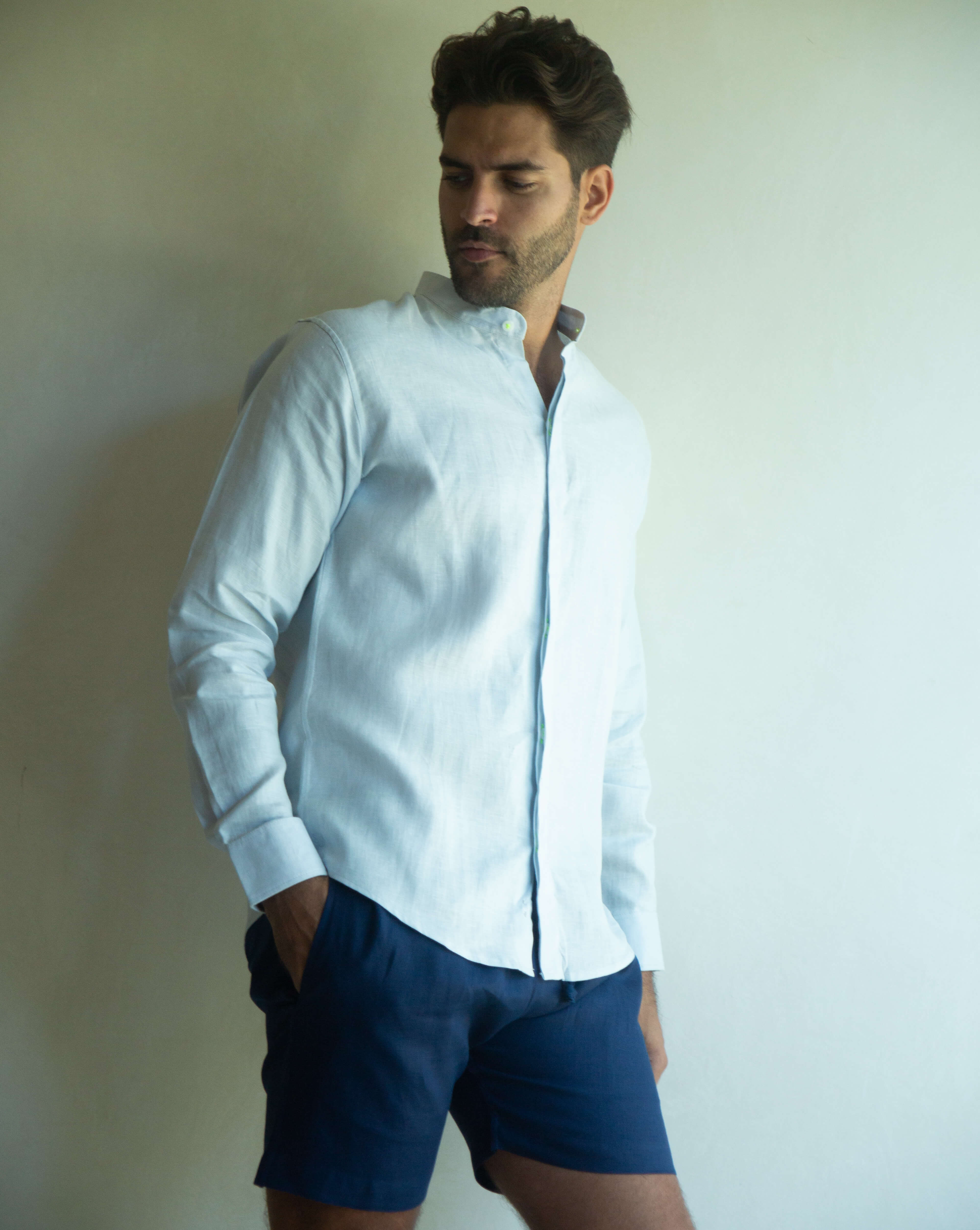 CAPRI Linen Bermudas - Navy Blue - CRASQI