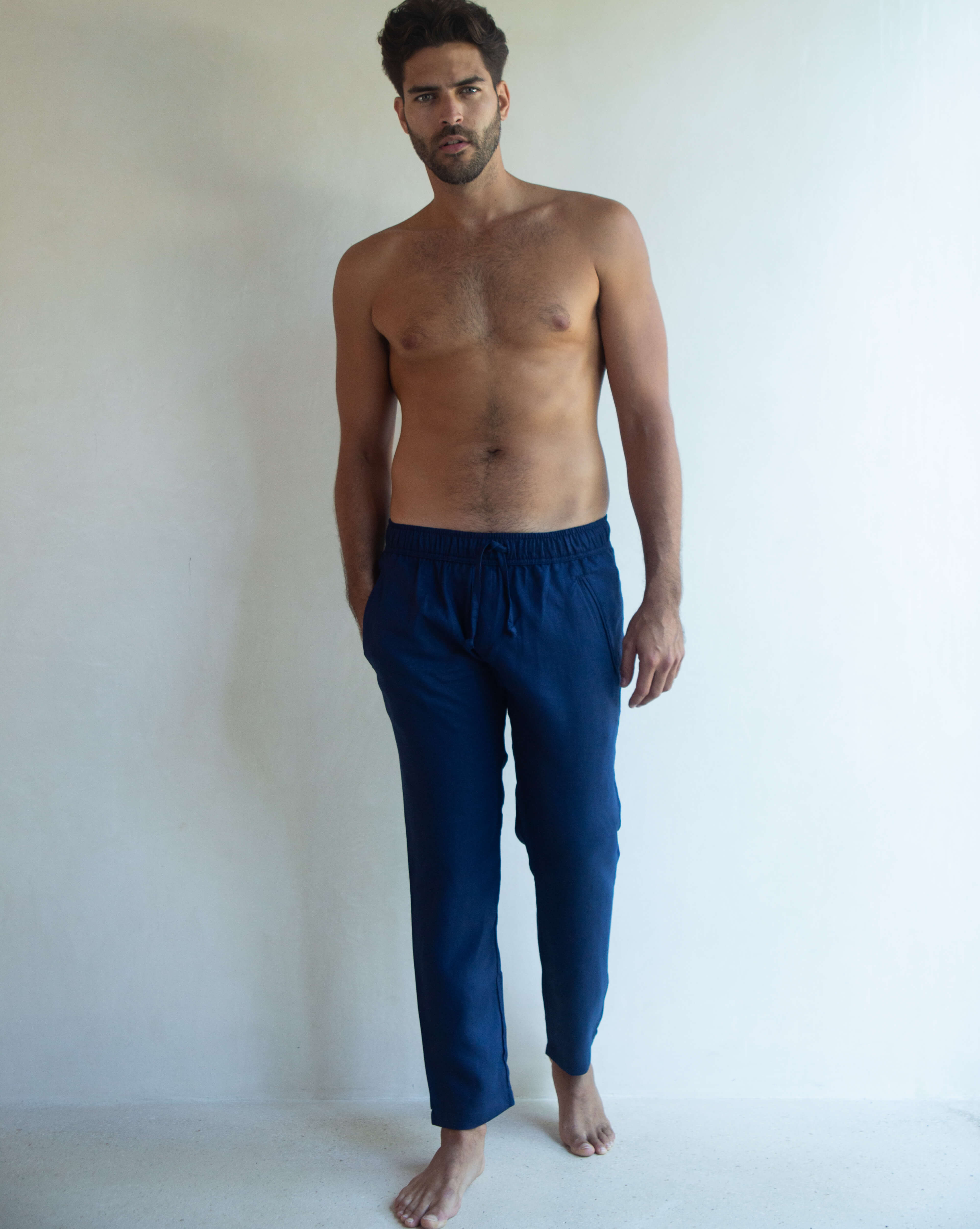 SARDINIA Linen Pant - Navy Blue Jaspe - CRASQI