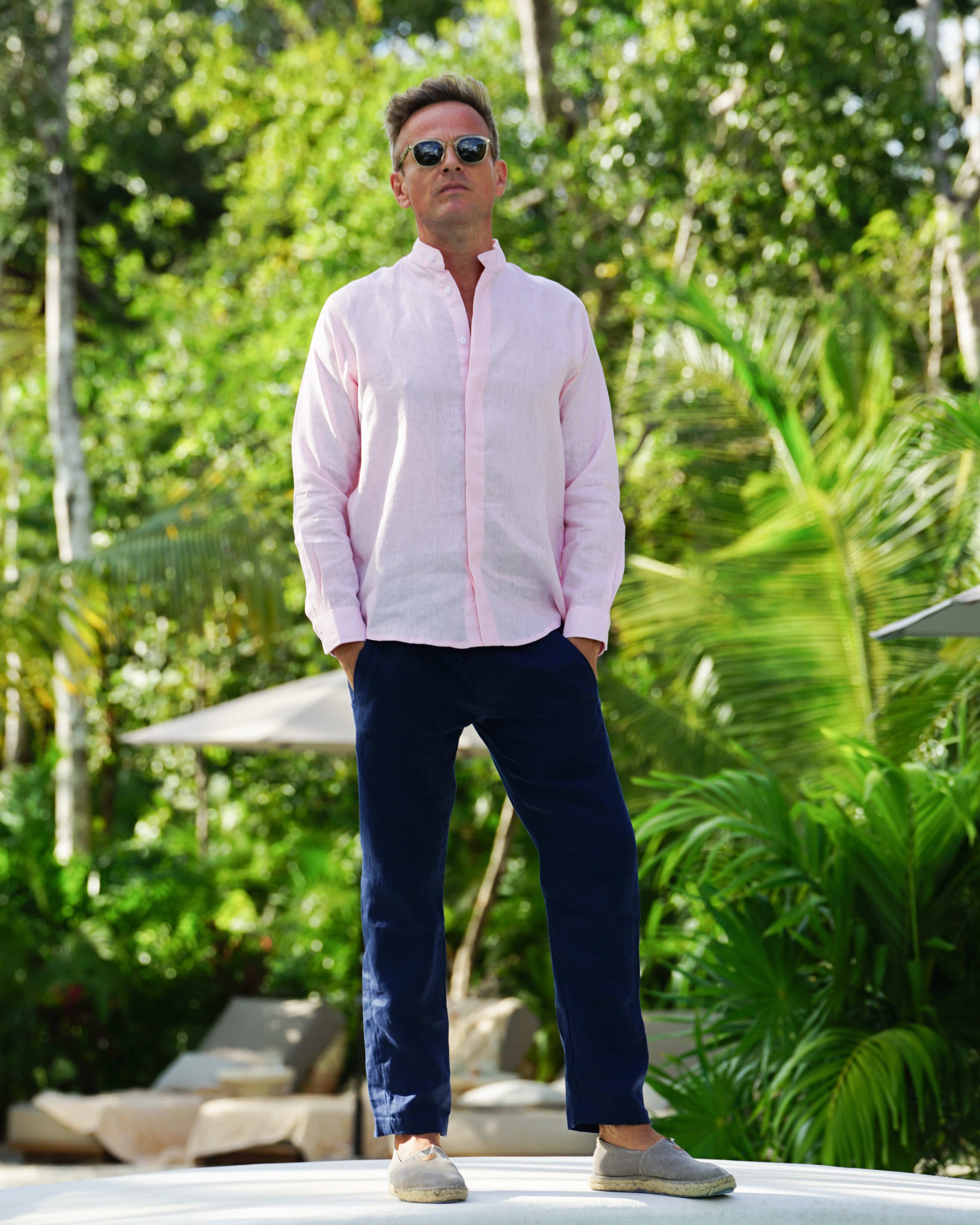 SARDINIA Linen Pant - Navy Blue Jaspe - CRASQI
