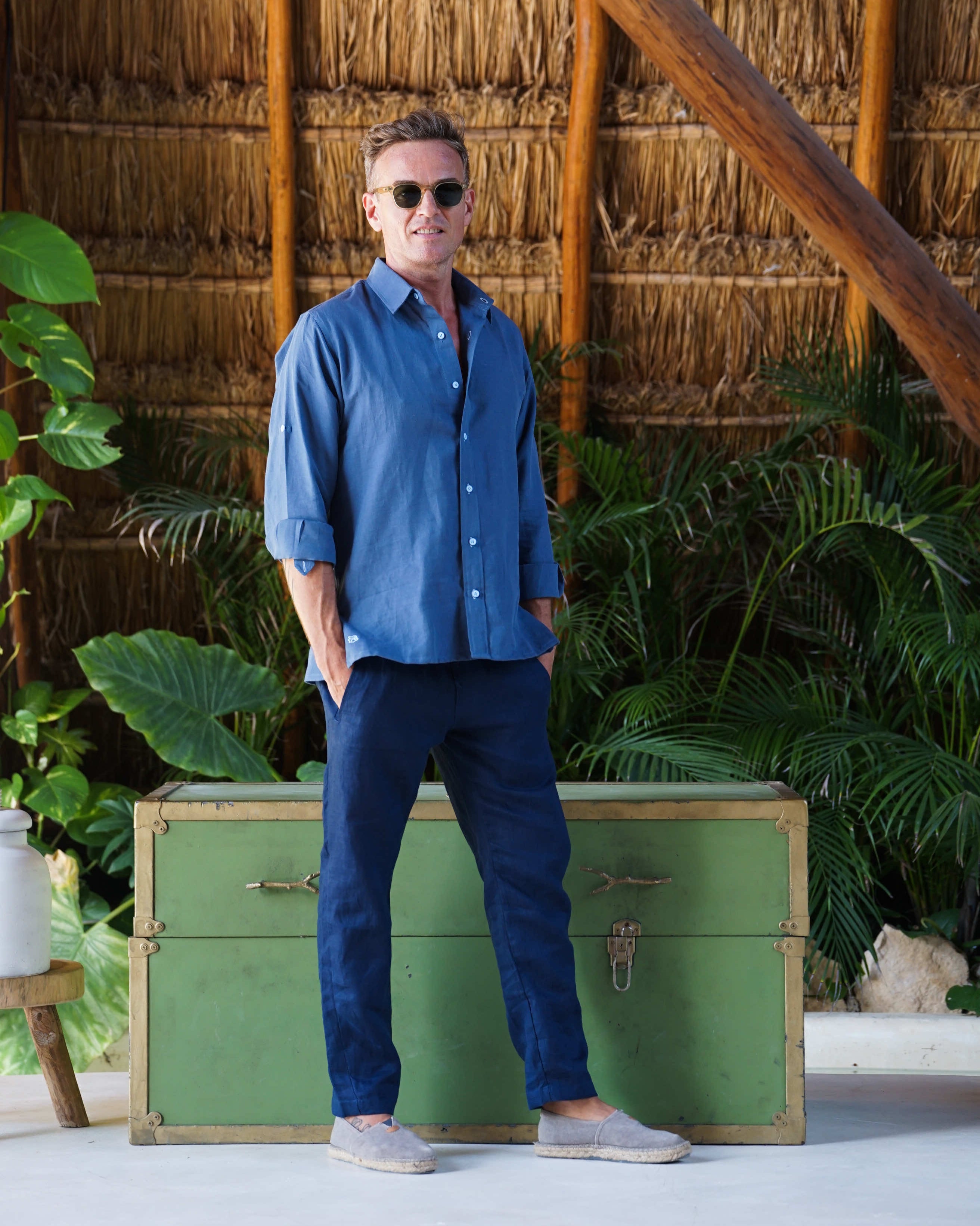 SARDINIA Linen Pant - Navy Blue Jaspe - CRASQI