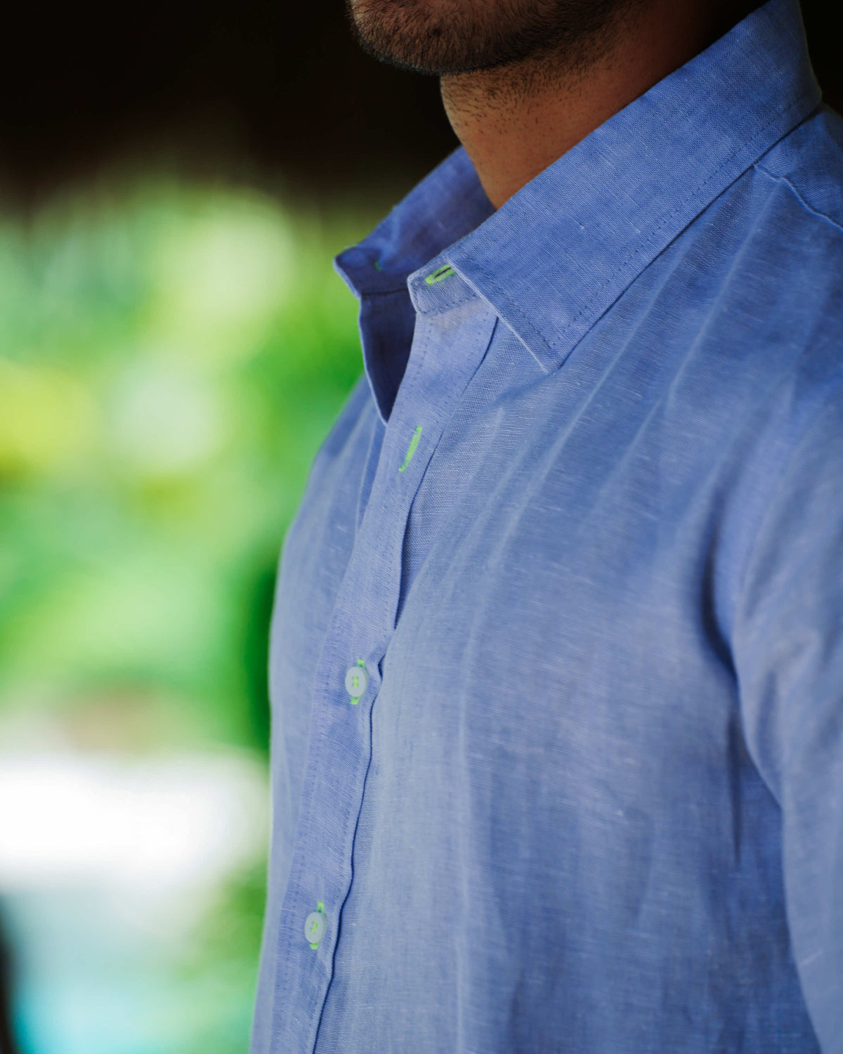 MALLORCA Linen Shirt - Azulito/Neon Yellow - CRASQI