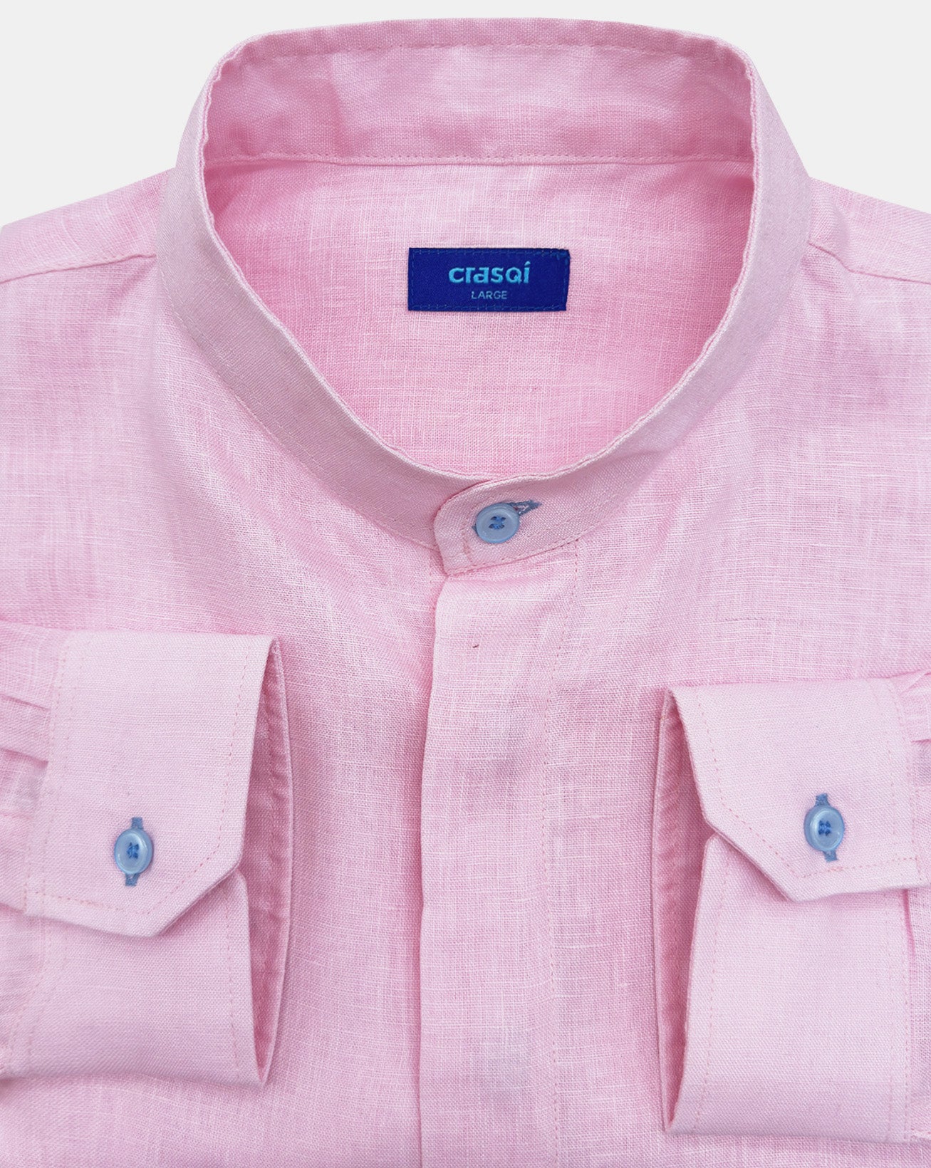 MENORCA Linen Shirt - Pink/Blue/Blue - CRASQI