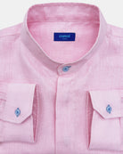 MENORCA Linen Shirt - Pink/Blue/Blue - CRASQI
