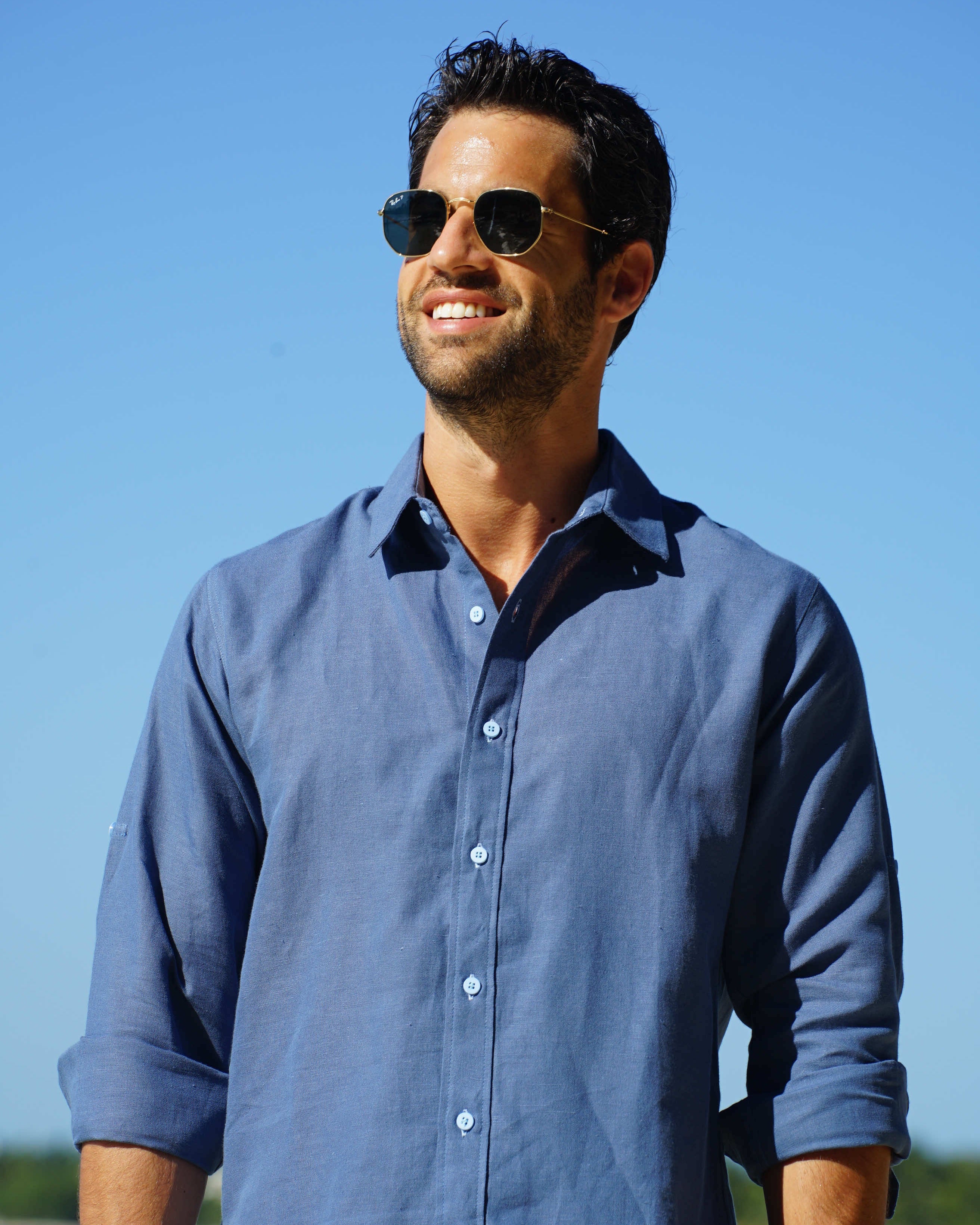 MALLORCA Linen Shirt - Classic Blue/Baby Blue - CRASQI
