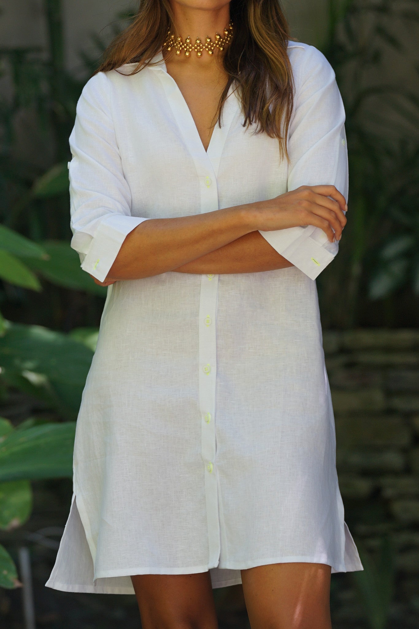 Shirt dress - White - CRASQI