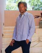 MALLORCA Linen Shirt - Azul Cielo/Neon Yellow - CRASQI