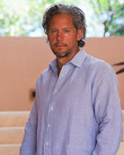 MALLORCA Linen Shirt - Azul Cielo/Neon Yellow - CRASQI