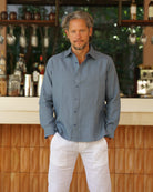MALLORCA Linen Shirt - Ash Blue/Baby Blue - CRASQI