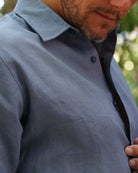 MALLORCA Linen Shirt - Ash Blue/Baby Blue - CRASQI