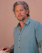 MALLORCA Linen Shirt - Forest Green/Blue - CRASQI