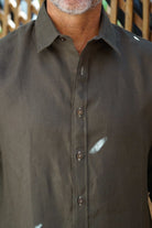 MALLORCA Linen Shirt - Dark Olive /Sage - CRASQI