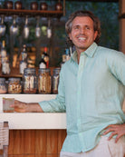 MALLORCA Linen Shirt - Pastel Green/Neon Yellow - CRASQI