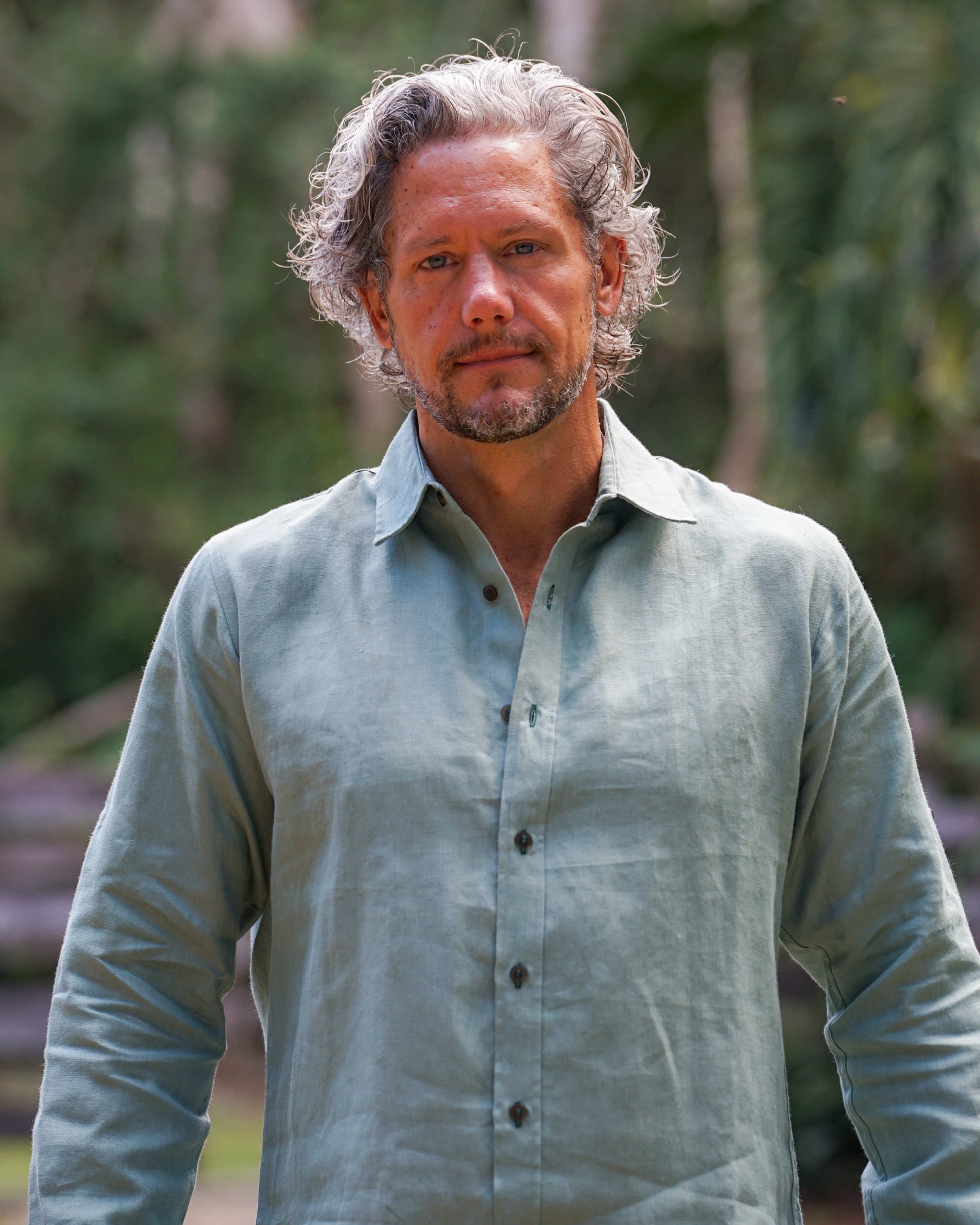 MALLORCA Linen Shirt - Ash Green/Dark Green - CRASQI