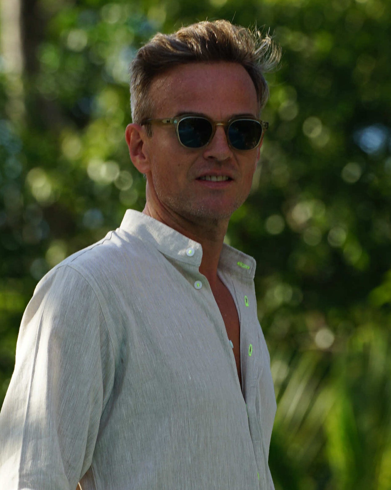 MENORCA Linen Shirt - Sand/Neon Yellow - CRASQI