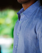 MALLORCA Linen Shirt - Azul Cielo/Neon Yellow - CRASQI