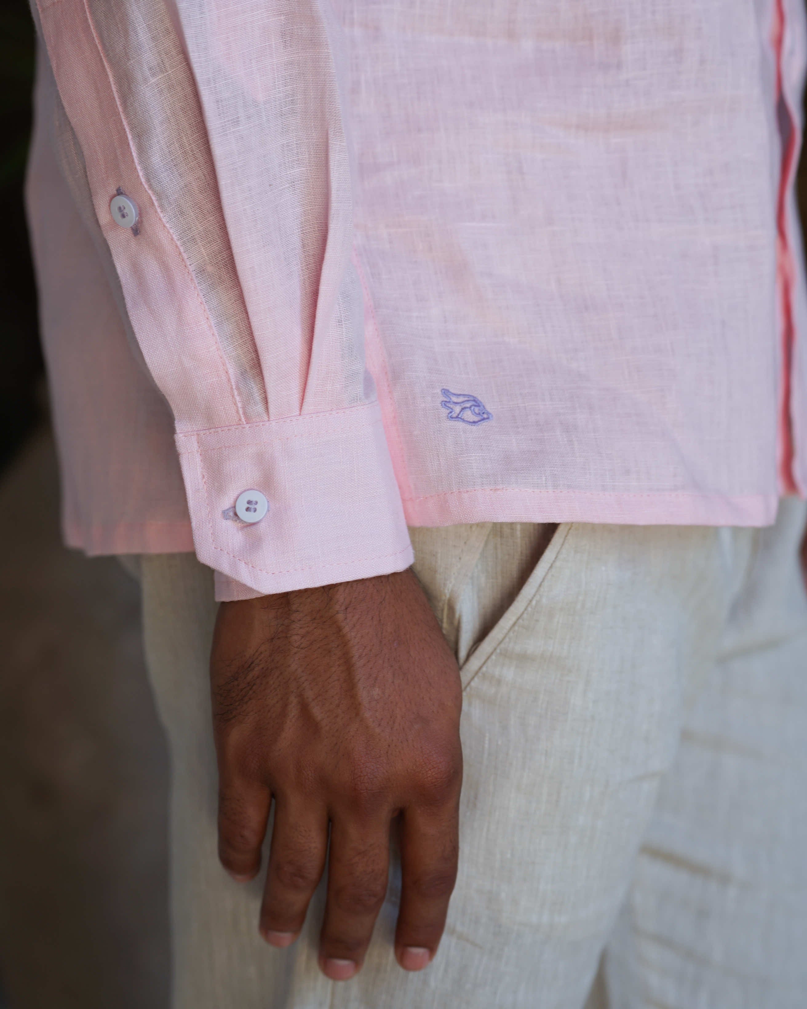 MALLORCA Linen Shirt - Pink/Lilac - CRASQI
