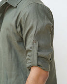 MALLORCA Linen Shirt - Dark Olive /Sage - CRASQI