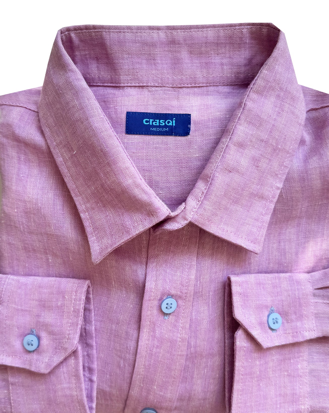 MALLORCA Linen Shirt - Dark Pink /Baby Blue - CRASQI