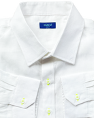 MALLORCA Linen Shirt - White/Neon Yellow - CRASQI