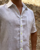 MARBELLA Linen Shirt - White/NEON YELLOW - CRASQI