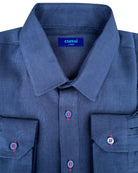 MALLORCA Linen Shirt - Navy Blue/Red - CRASQI