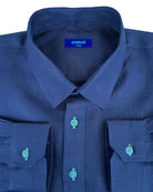 MALLORCA Linen Shirt - Navy Blue/Green - CRASQI