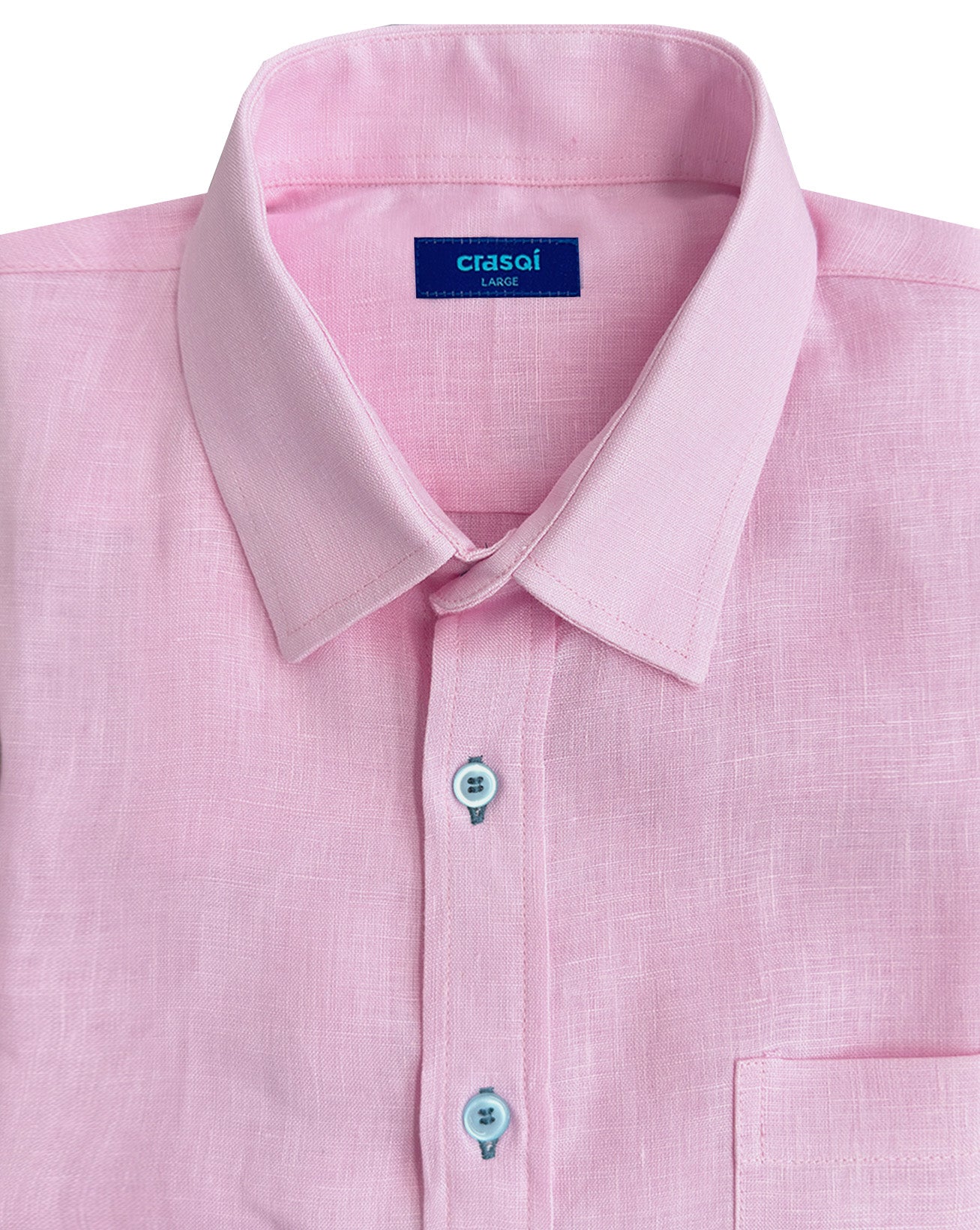 MARBELLA Linen Shirt - Pink/Light Blue - CRASQI