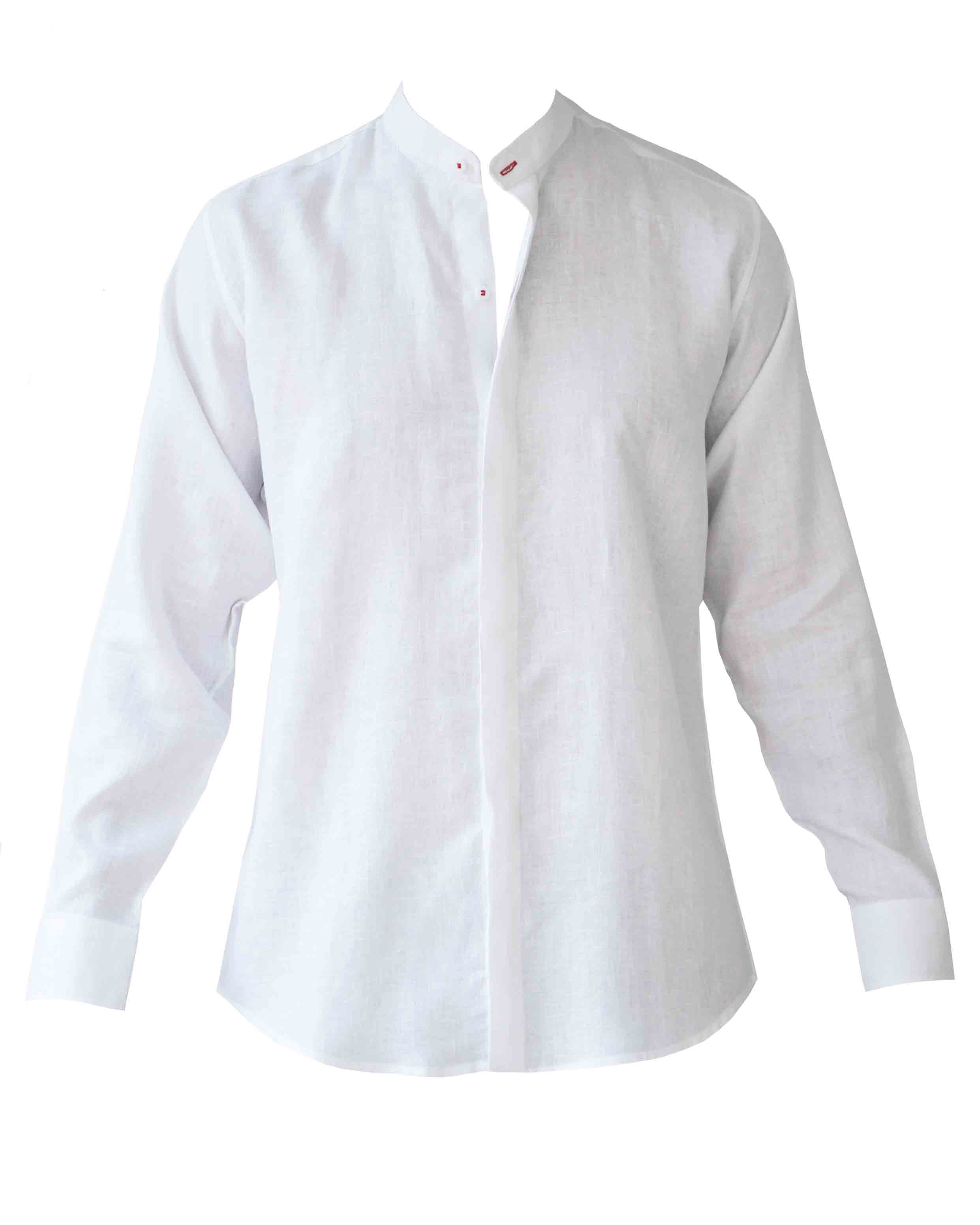 MENORCA Linen Shirt - White/Red - CRASQI